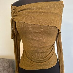 Elegant olive green Off-Shoulder Top